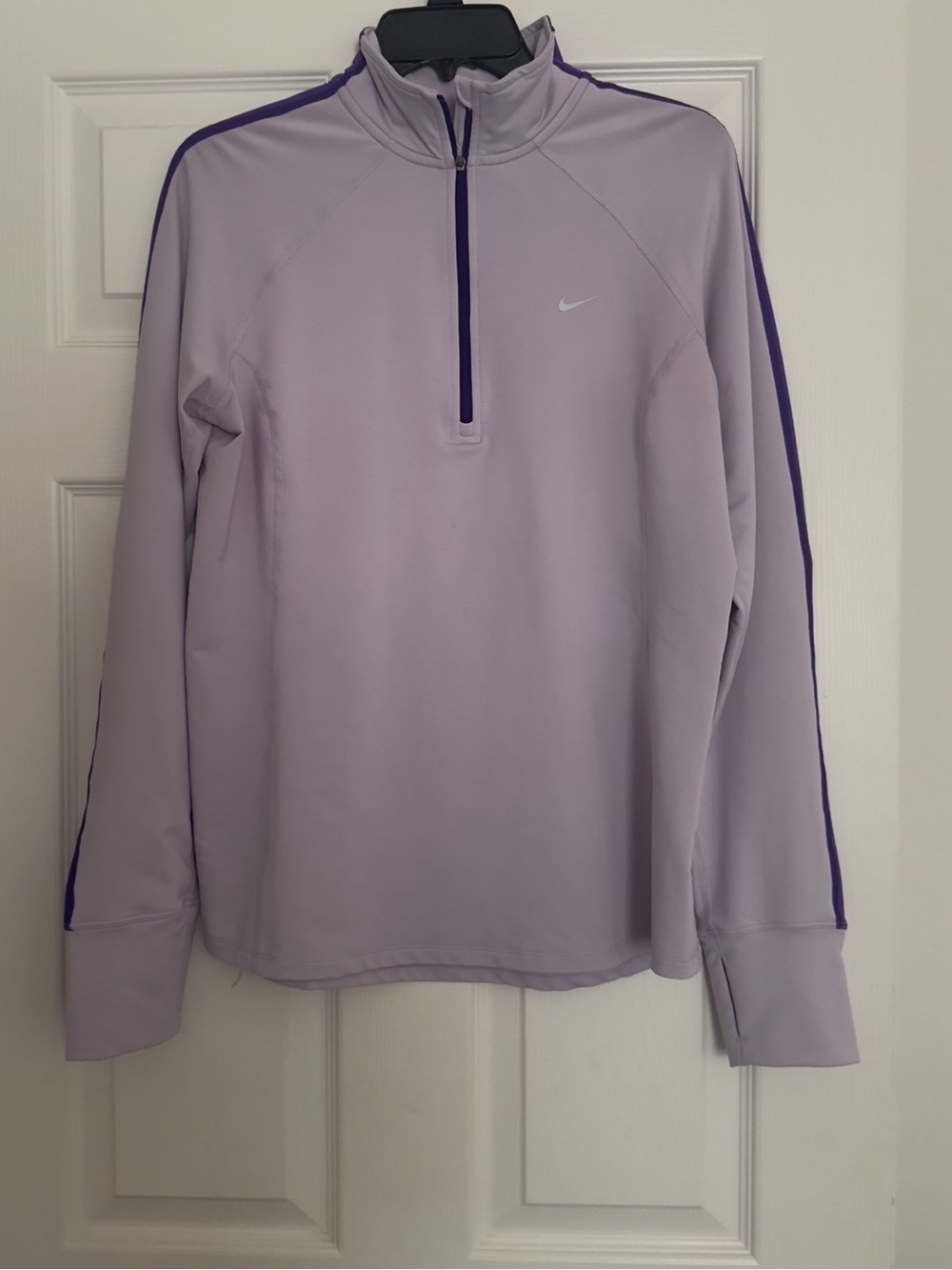 Nike Running Dri-Fit Light Lavender Quarter-Zip Pullover with Purple Trim